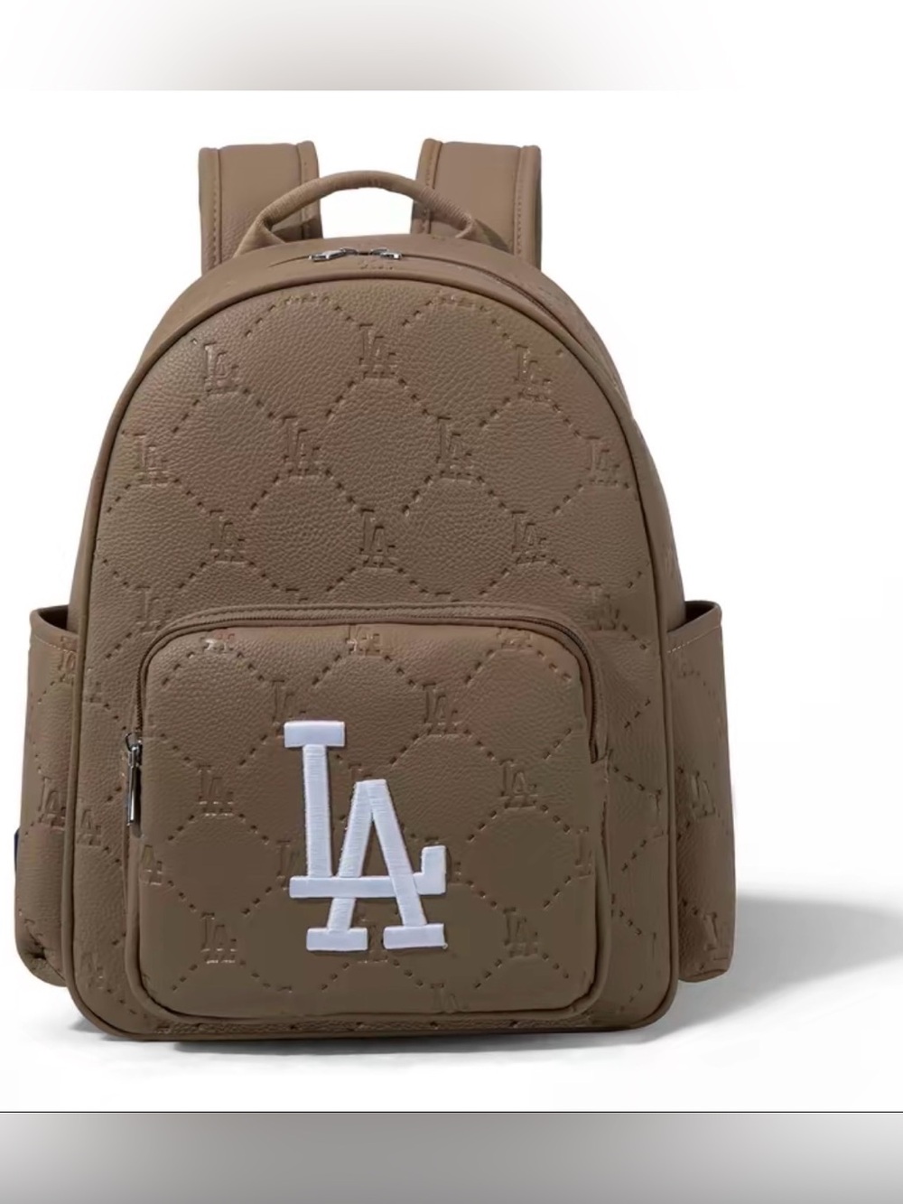 LA  MLB Pu Leather Embroidered Mini Backpack - Taupe